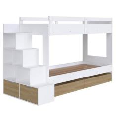 Beliche Infantil com Escada, Nicho e Gavetas Branco e Aveiro - Complet