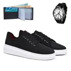 Tênis Sapatênis Masculino Super Leve E Macio Com Relógio E Carteira 2500-Masculino