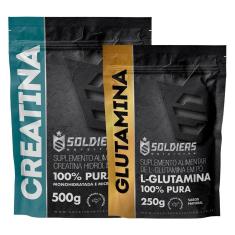 Kit: Creatina Monohidratada 500g + Glutamina 250g - 100% Pura Importada - Soldiers Nutrition-Unissex