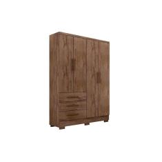 Guarda Roupa Solteiro Encant 4 Portas de Abrir 3 Gavetas MDP Canela Móveis Novo Horizonte