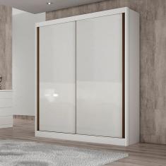 Guarda Roupa Solteiro Istambul 2 Portas de Correr 3 Gavetas MDF Branco Clic Móveis