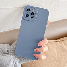 Capa de telefone fluorescente de silicone macio de cor sólida para iPhone 13 12 11 Pro XS Max 7 8 Plus X XR SE 2 Capa de proteção de câmera, cinza, para iPhone 13Pro Max