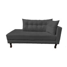 Divã Recamier Troya 2,00 Cm Lado Direito Linho Grafite