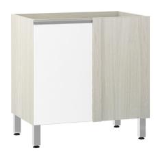 Balcão Sem Tampo De Canto Reto Luciane 80cm Lis Legno Crem e Branco Mat