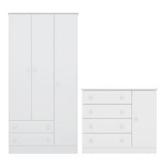 Guarda Roupa Roupeiro Infantil com Cômoda Doce Sonho Qmovi Branco