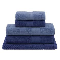 Jogo Toalhas Banho Buddemeyer 5p Fio Penteado Azul 0120