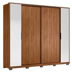 Guarda Roupa Casal Laredo Nogueira Touch Flex com Espelho e Pés Demóbile - Demartêz