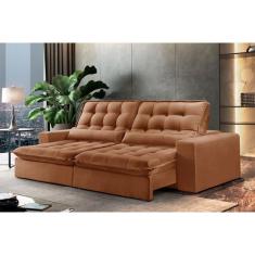 Sofá 4 Lugares Retrátil e Reclinável Orion 2.50m Veludo Terracota Móve