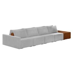Sofá Ilha 4 Lugares Living 432cm Modulado Lary Veludo K01 Cor Cinza