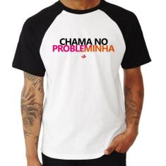 Camiseta Raglan Chama no Probleminha - Foca na Moda, Branco, Preto, P