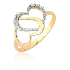 Anel Feminino Coração Duplo Pedras Vazado Ouro 18k A505 - MAEHLER JOIA