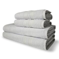 Jogo De Toalhas Itália Soft 4 Pçs - 2 Banho E 2 Rosto 430g/m² 100% Algodão Branco