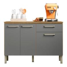 Balcão Pia Para Cozinha 2 Portas Corunha Freijó Gris