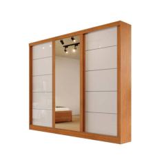 Guarda-roupa Solteiro Espelho 4 Gavetas 2,21m - Capri-nature-off - Bianchi Móveis