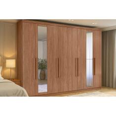 Guarda Roupa Casal 8 Portas (2 c/ Espelho) e 4 Gavetas Master New 8.4 Atacama-Jatobá - Santos Andirá