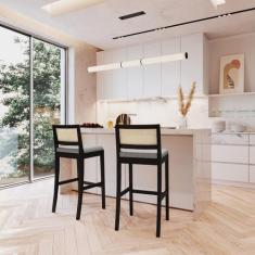 Kit 2 Banquetas com Encosto e Apoio para Pés Tiê CabeCasa MadeiraOrigi