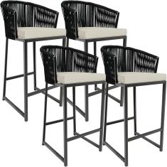 Kit 04 Banqueta Para Área Gourmet Cozinha Varanda Corda Náutica Sunset D04 Preto - Lyam Decor