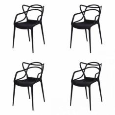 Kit com 4 Cadeiras para Sala de de Jantar Solna Preto - OR Design