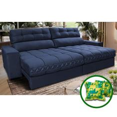 Sofá Retrátil e Reclinável 2,12m Molas Ensacadas Cama inBox Brasil. Velusoft