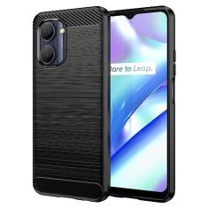 Capa de celular para Realme C33, fibra de carbono refinada, anti-queda, anti-impressões digitais, proteção total