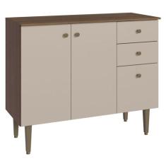 Balcão Gabinete 3 Portas 2 Gavetas Gourmet Madesa, Rustic/Crema