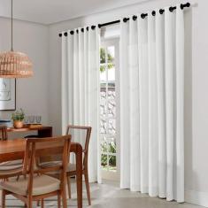 Cortina Rústica 300x250 Ilhós Cromado Charme Admirare, Branco