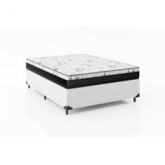 Cama Box Casal 138 Branco Com Colchão D33 One Face Bello Box 58x138x188