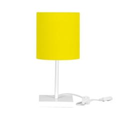 Abajur Eros Cilindrico Amarelo Base Toda Branca Quadrada - MARRYLUZ