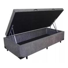 Base Box Baú Solteiro Sintético Cinza - 42x88x188 - RR Colchões