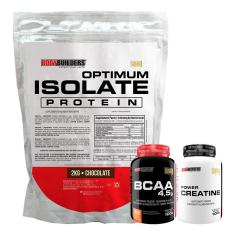 Kit Optimum Isolate Whey Protein 2kg + Bcaa 100g + Creatina 100g - Bodybuilders-Unissex
