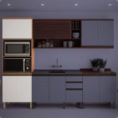 Paneleiro Torre Quente Macadâmia 70cm Para Micro e Forno Freijó/Branco