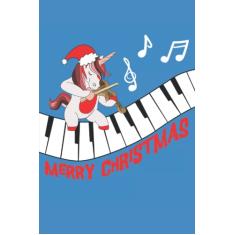 Notizbuch Piano Einhorn Klavier lustige Tiere Musik Merry Christmas