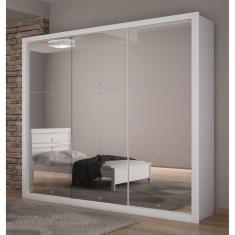 Guarda-Roupa Casal com Espelho 3 Portas de Correr Veneza Rufato Branco