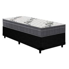 Cama Box Solteiro: Colchão Anatômico Ortobom D33/EP Airtech 100 + Base CRC Courano Black(88x188)
