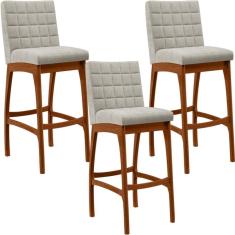 Kit 03 Banquetas Altas Cozinha B04 Bouclê Creme
