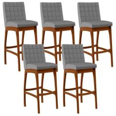 Kit 05 Banquetas Altas Para Cozinha Sala De Jantar Fixa Mila B04 Facto