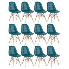 KIT - 12 x cadeiras estofadas Eames Eiffel Botonê - Base de madeira cl