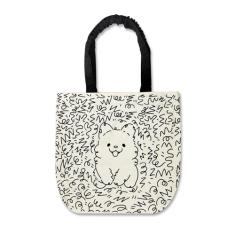WisePoint Sacolas de lona, linda bolsa de lona para mulheres com estampa de cachorro e gato, adorável sacola de lona, Bege