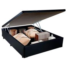 Cama Box Baú Viúva Serene Sintético Preto 44x128x188