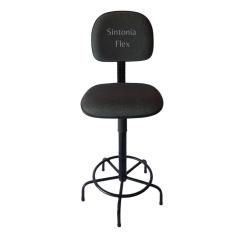 Cadeira Secretaria Caixa Alta Base Ferro Sem Rodízio Tecido