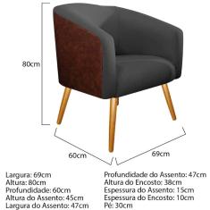 Poltrona Luiza Corano Nozes e Linho Chumbo