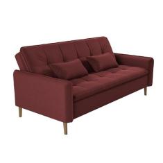 Sofá-Cama Casal 3 Lugares Donna Veludo Vinho - Modern