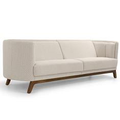 Sofá 3 Lugares Sala de Estar Ferrara 210 cm Jacar Bege - Gran Belo