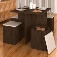 Conjunto Sala De Jantar 4 Banquetas Berlim Imbuia - Móveis Arapongas Imbuia/bege 03