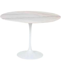 Mesa De Jantar Tulipa Saarinen Redonda 90 Cm Mármore Branco Extra Cor Branco