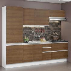 Cozinha Completa 100% MDF Madesa Acordes 260001 com Armário e Balcão - Branco/Rustic