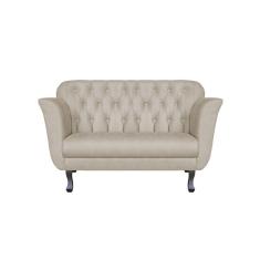 Namoradeira Decorativa Dália Suede Bege 2 Lugares Pés Madeira Ms Decor