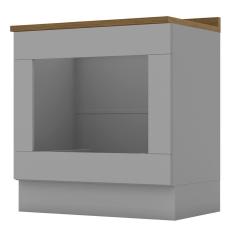 Balcão Forno de Embutir 80cm Americana Cinza com Tampo Nature - Móveis Henn