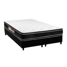  Cama Box King: Colchão Espuma D33 Castor Black e White Double Face + Base CRC Suede Black(193x203)