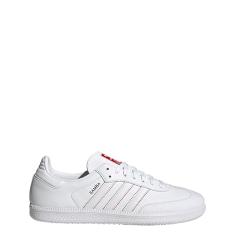 adidas Originals Tênis de futebol masculino Samba, Nuvem branco/núcleo preto/dourado metálico, 42